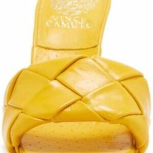 Vince Camuto Mustard Woven Slide Sandals- Size (11)
